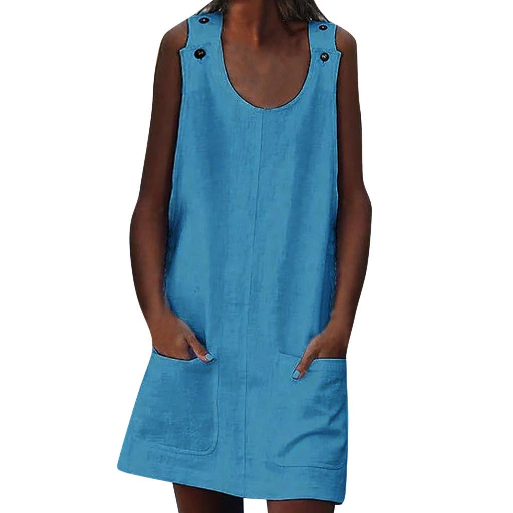 Gât Rochii Femei Zilnic Casual Button Rochii Unii Bumbac