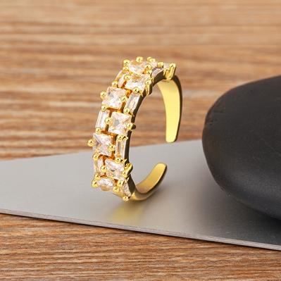 

Nidin New Fashion Double Layers Zircon Inlaid Opening Rings Adjustable 3 Colors For Young Girls Wedding Party Luxury Accessories белый