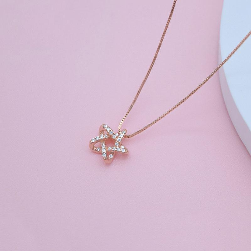 Singapore Five-pointed Star Necklace for Women Japanese and Korean Simple Students' Forest Pendant Collarbone Neck Chain