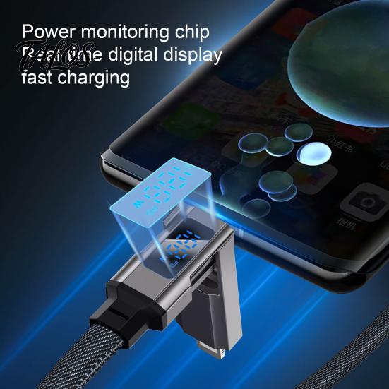 Talos Multi-Level High-Power Data Cable, Fast Charging Up To 100W, USB Type-C 8-Pin Charger Cable with Real-Time Digital Display, Durable Braided for