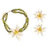 European & American White Flower Stud Earrings & Double-Layered Necklace Choker Set