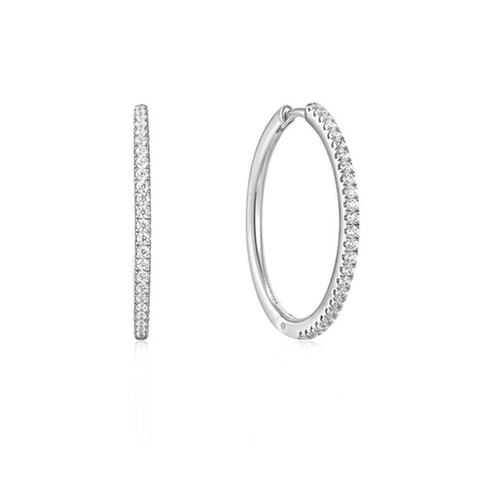 [Worn by Jang Won-young, Jeon Hyo-seong, and Hong Soo-hyun] Glam Stone-Setting Hoop Ring 925 Silver Earrings E037-07H