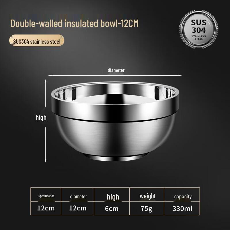 NHZHIW 304 Stainless Steel Double Wall Insulated Bowl