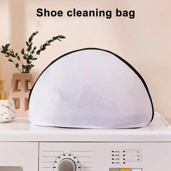 Shoe Washing Bag Zipper Closure Cylindrical Design Double-Layer Durable Mesh Washing Machine Shoe Washing Net