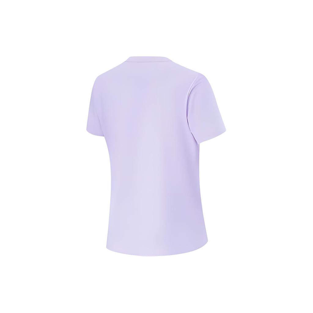 Li-Ning Fitness Series Solid Color Moisture Wicking Quick Dry Reflective Round Neck Short Sleeve T-Shirt Women Tops Lilac-Purple ATSU454-5