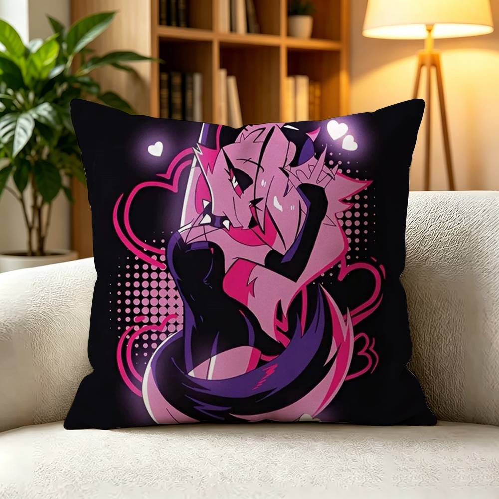 HHelluva Boss Loona Hellhound Teen Demon Pillow Case Square DoubleSided Sofa Cushion Cover Bedroom Bedside Pillow