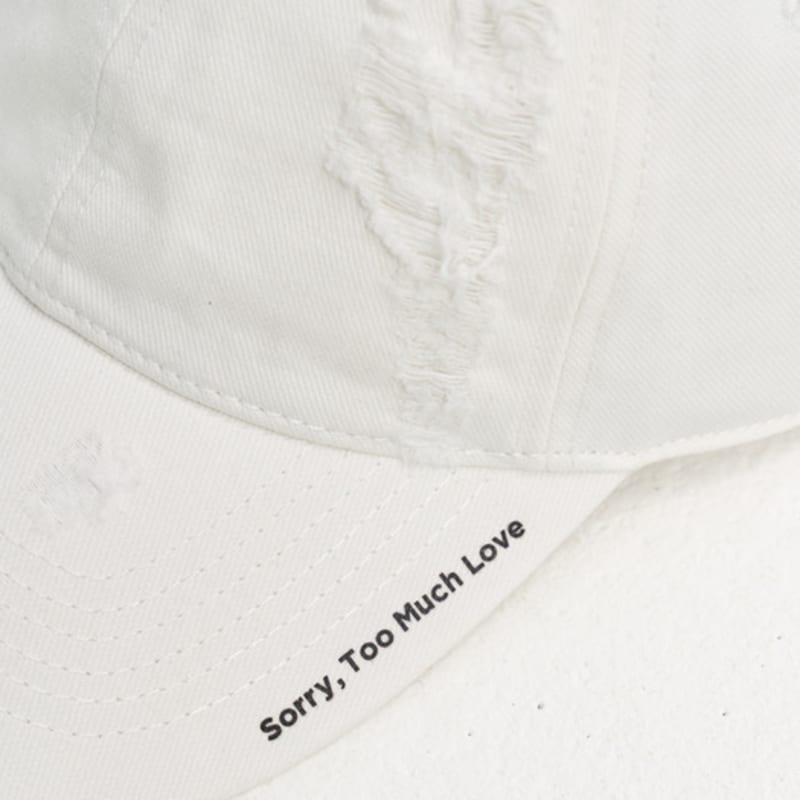 SORRY TOO MUCH LOVE Destroyed Ball Cap_Multi