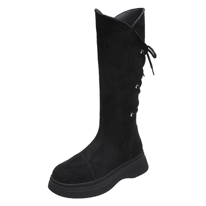 Winter Khaki Shoes for Women Faux Suede Boots Round Head Knee Boots Women Fashion Long Casual Women's Boots 2024 Botas Mujer