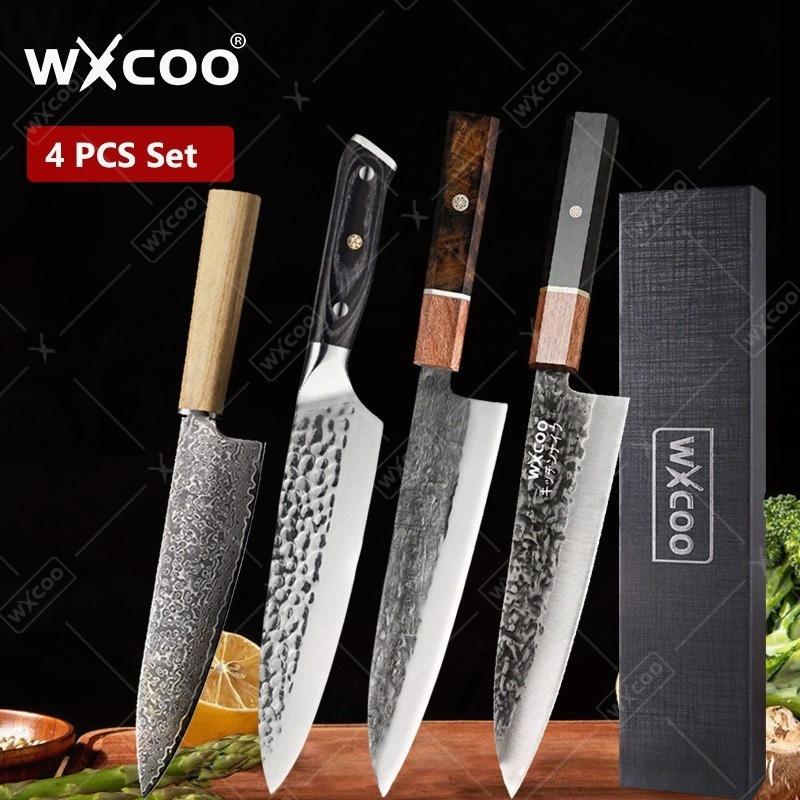 WXCOO Kitchen Knives Damascus Forged Chef Knife Butcher Cleaver Knife Meat Cleaver Fruit Slicing Knife Kitchen Accessories