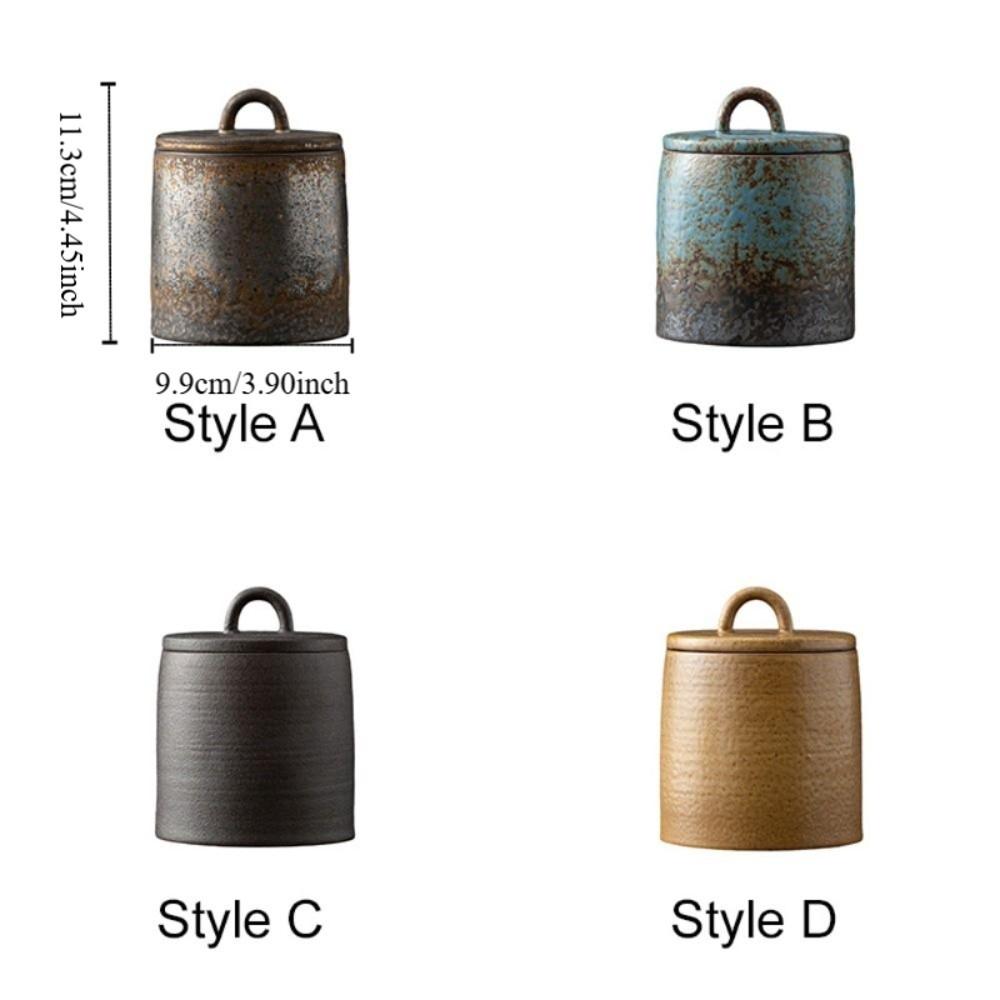Kiln-change Glaze Vintage Ceramic Tea Jar Moisture-proof Tea Can Practical Food Container Candy