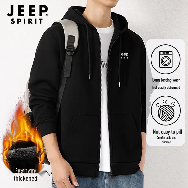 JEEP SPIRIT Men's Casual Hooded Cardigan Jacket