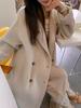 Women's Mid-Length Pink Double-Faced Wool Coat - 2025 Korean Autumn/Winter Style