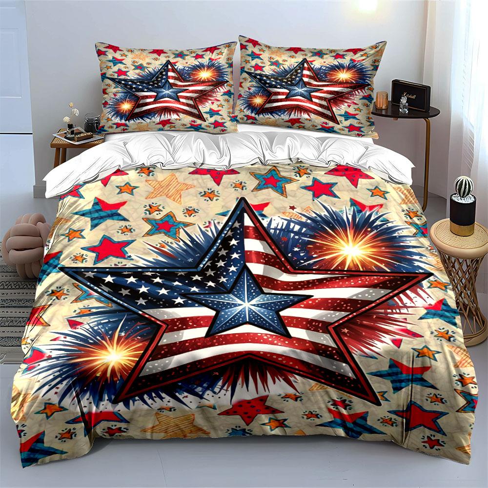 Patriotic Star Bedding Set Bedding Duvet Cover Set Duvet Cover Pillowcases (1 * Duvet Cover 2 * Pillowcases, Without Duvet Insert)