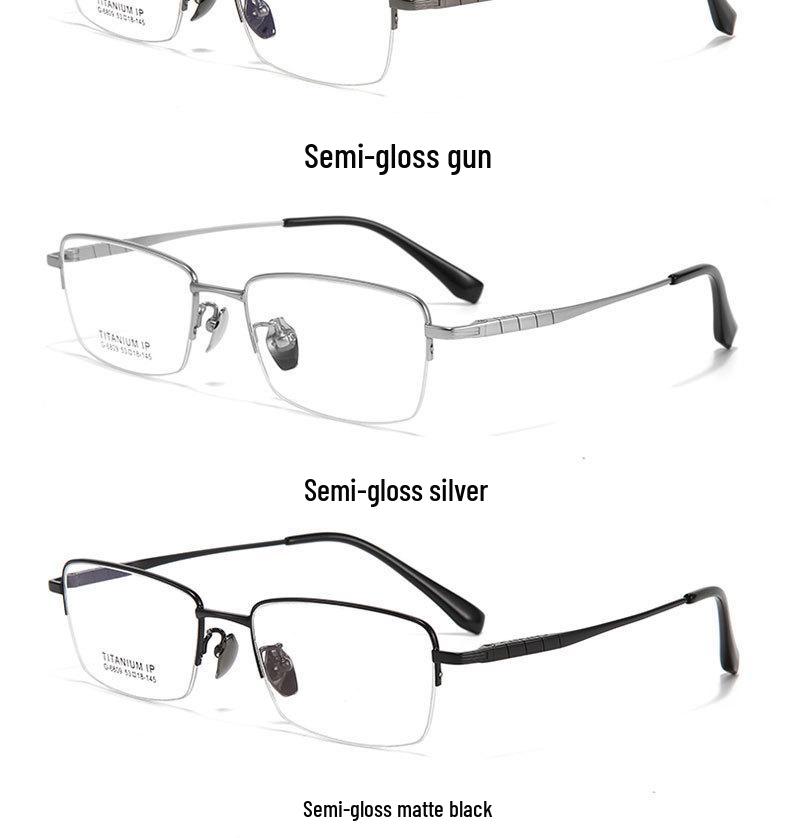 Premium Men's Half-Titanium Business Eyeglass Frames - Comfortable & Compatible with Myopia/Presbyopia Lenses
