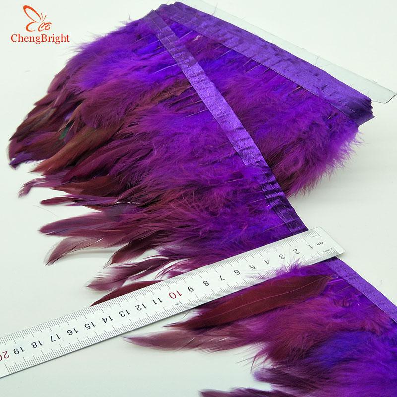 CHENGVRIGHT Wholesale 10 Meter 13-18CM Chicken Rooster Tail Feathers Trims Strip for Wedding Party Clothing Rooster Feather Trim