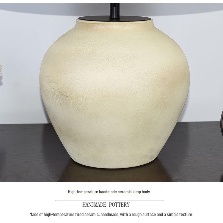 Wabi-Sabi Terracotta Table Lamp for Bedroom, Living Room & Hotel Décor - Japanese Retro Style