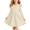Girls Christmas Print Dress with Sleeves Long Sleeve Holiday Party Dress