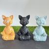 Meditation Cat Sculpture Home Decorations Resin Black Yoga Sitting Zen Cat Black Buddha Ornament Outdoor Garden Figurines