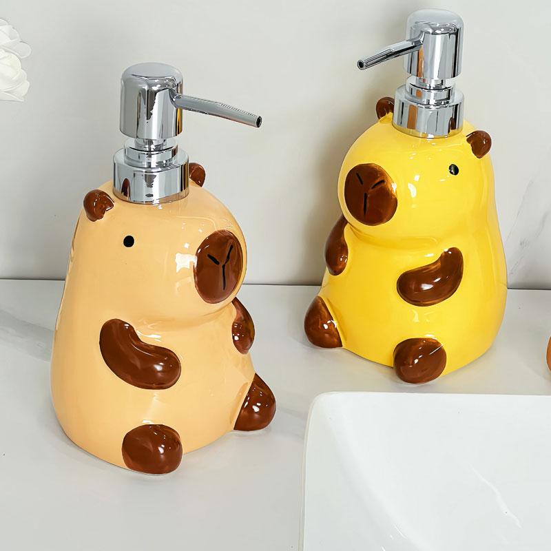 450ml Creative Pull Ceramic Split Bottle Cute Press Body Wash Shampoo Toilet Hand Wash Liquid Bottle Lotion Bottle Dispenser