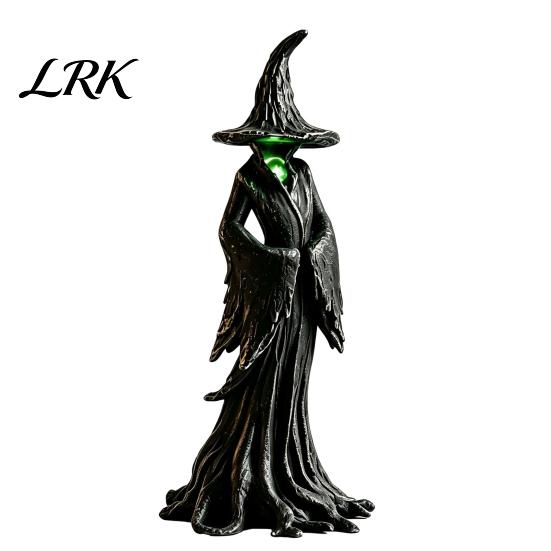 Resin Magic Figurine Halloween Witch Statue, LED Light Up Gothic Figurine, Wicked Display Dark Fantasy Mysterious Sculpture for Desktop Bookshelf