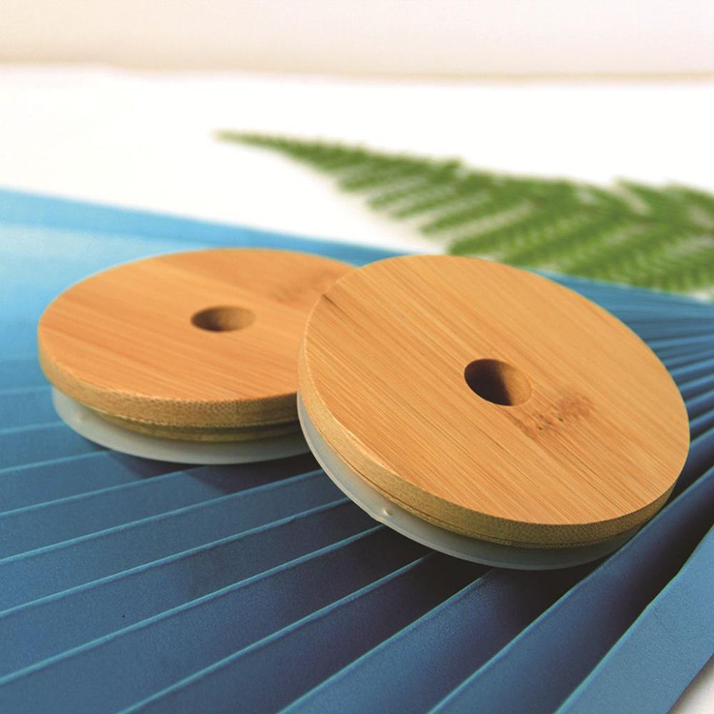 Jar Lids Wide Mouth Natural Bamboo Wood Mason Jar Lids Mugs Cup Covers Bottle Sealing Caps Can Lids
