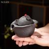 100ml Yixing Purple Clay Teapot Raw Ore Purple Mud Turtle Shell Hand Grab Pot Household Zen Tea Infuser Handmade Filter Tea Pot