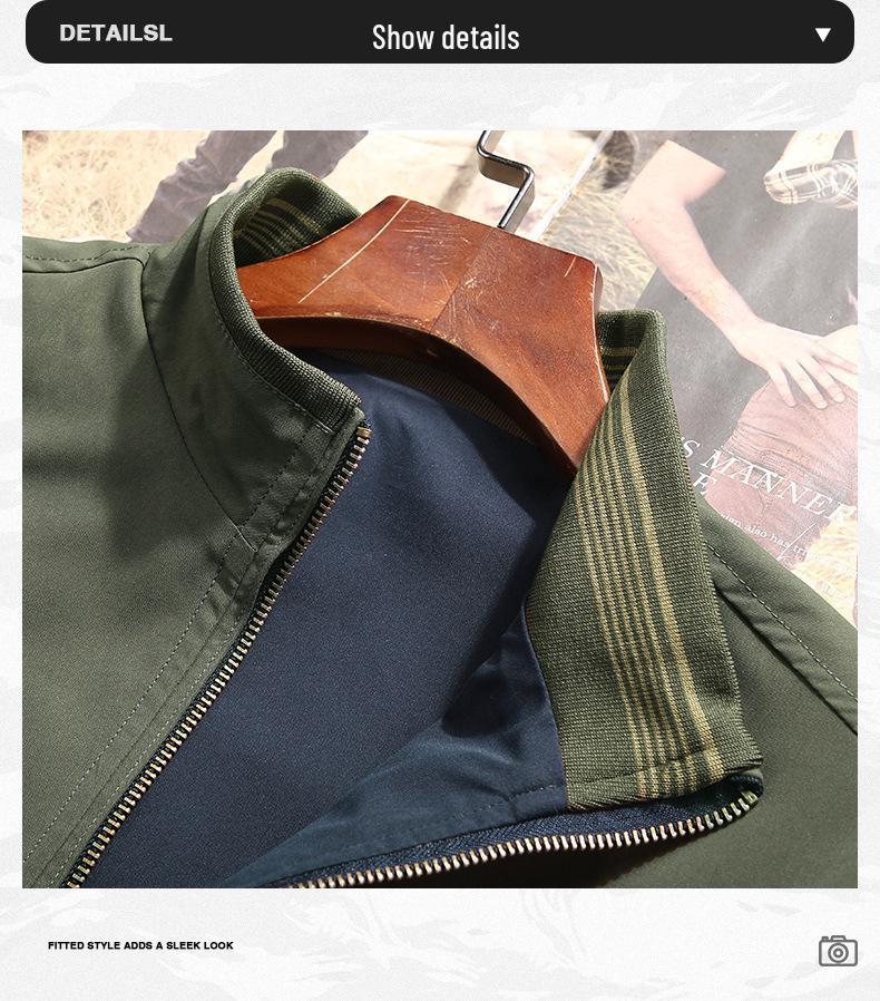Men's Reversible Stand Collar Jacket for Spring and Autumn - Casual Style for Middle-aged and Elderly