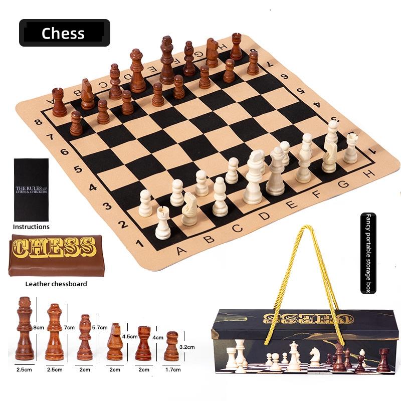 

Набор 2-в-1 из кожи и дерева для игры в шахматы и шашки, портативные развивающие игрушки для развития интеллекта детей