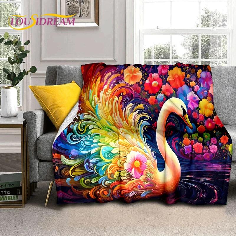 3D Dream Love Swan Cartoon Cygnus Girl Gift Blanket,Soft Throw Blanket for Home Bedroom Bed Sofa Picnic Travel Cover Blanket Kid