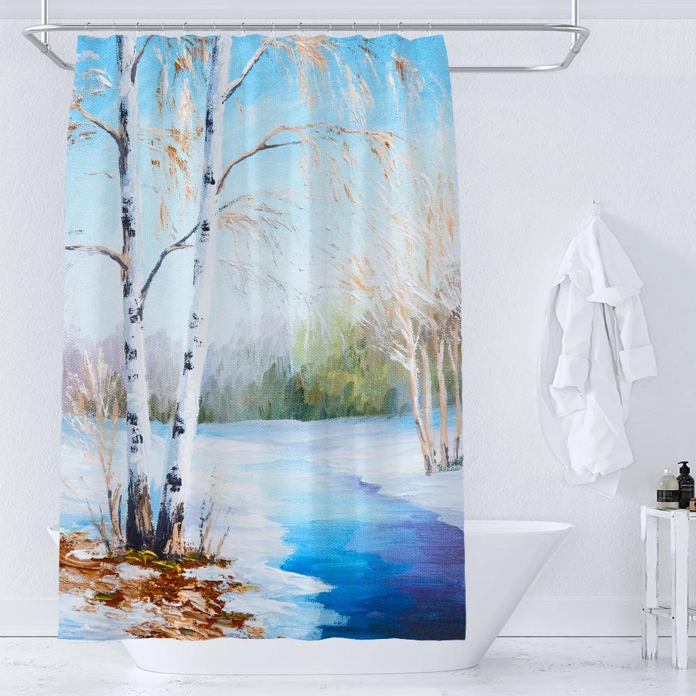 36x72 Inch Seaside Scenery Shower Curtains Beach Coconut Tree Bath Curtains Waterproof Shower Curtain Bathroom Decor with Hooks