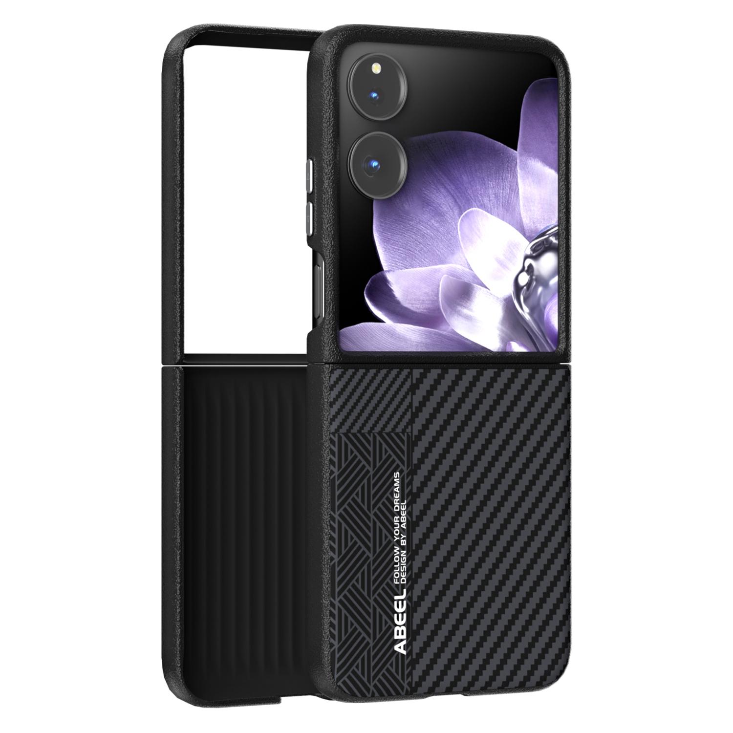 

ABEEL For Xiaomi Mix Flip 5G Case PC+Aluminum Alloy+PU Leather Phone Cover Compatible with MagSafe Texture 1