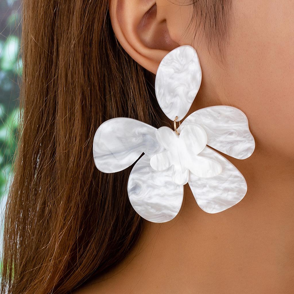 Acrylic Large Flower Earrings Personalized Resort Style Acetic Acid Plate Floral Earrings Earrings