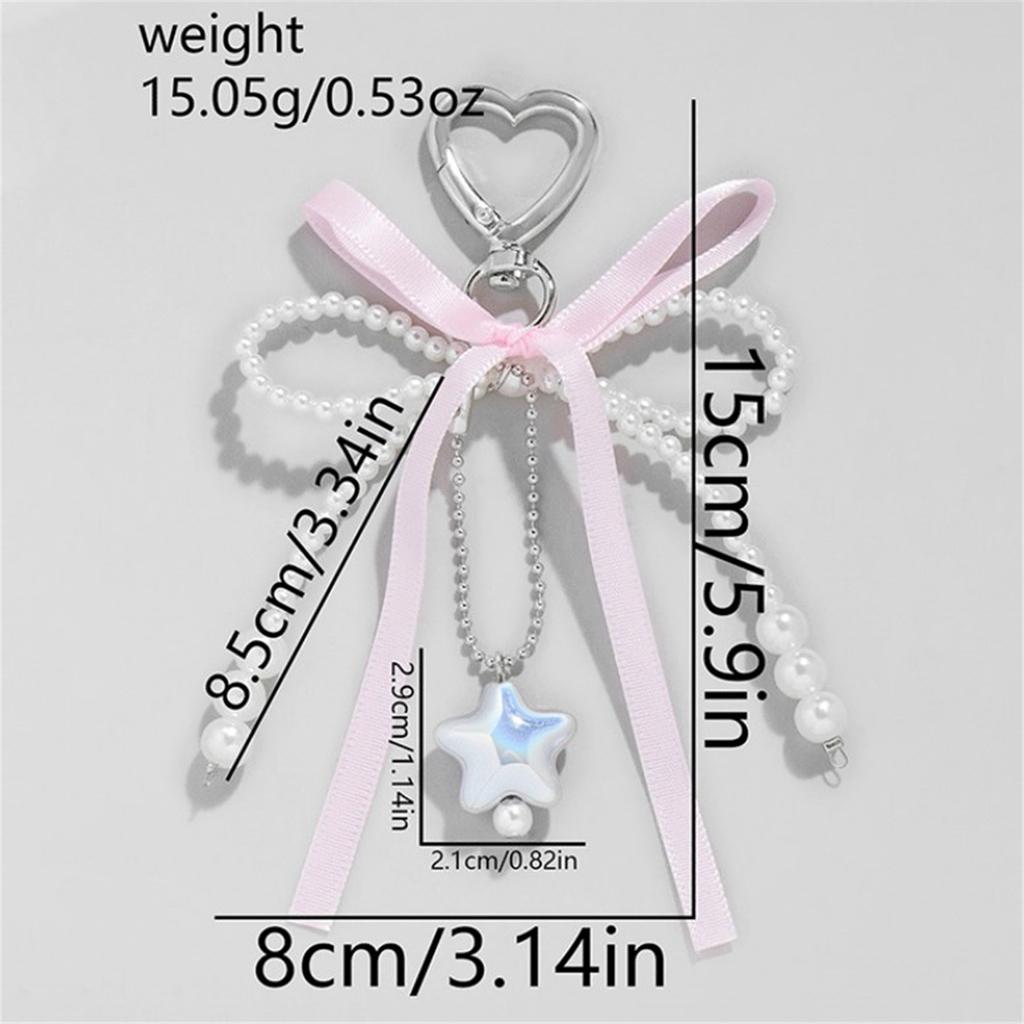 Elegant Heart Bowknot Love Charm Portable Keychain Charm Sturdy Pendant for Handbags Perfect for Daily Use Gifting