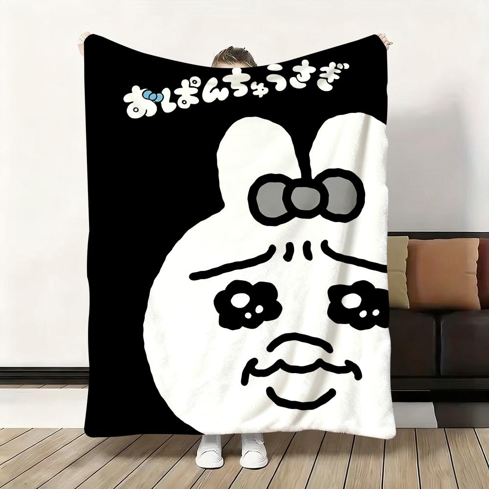 Throw Flannel Fluffy Cute Soft O-Opanchu Blanket Warm Skin-Friendly Bunny Cartoon Throw Usagi For Sofa Bed Office Nap Winter