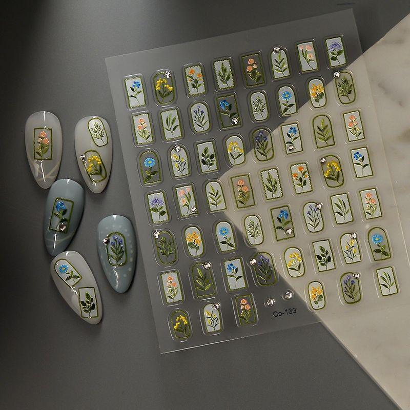 

SOURCE Factory Summer Clear Florals Relief Nail Sticker Spot Drill UV Sticker Bright Crystal Nail Sticker CO-133