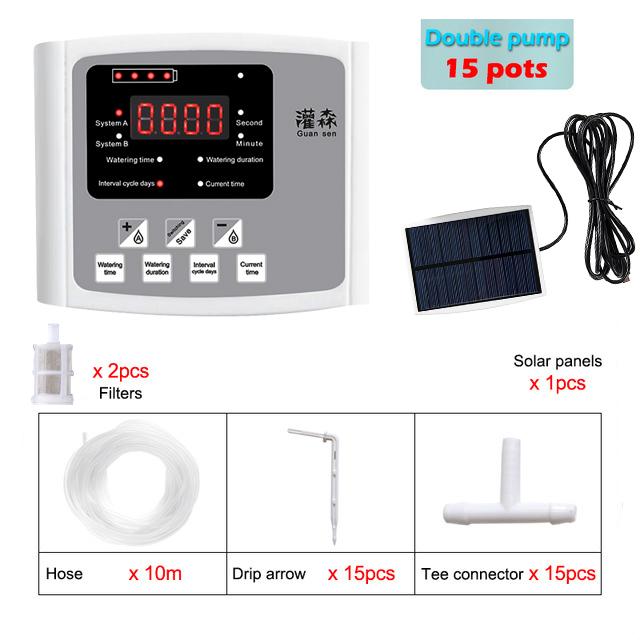 Solar Irrigation System Garden Automatic Drip Irrigation Kit Watering Timer Device Plant Irrigation Controller