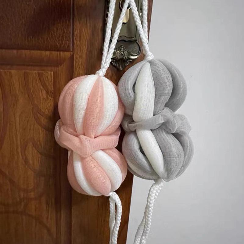 Large-sized Bath Sponge for Adults, Bath Towel for Scrubbing, Bath Flower with Pumpkin Shape, Stretchable Back Support Strip