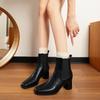 Retro Chelsea Boots Early Autumn New Black Splicing Short Boots Slim Square Head Medium Thick Heel Fashion Women's Boots