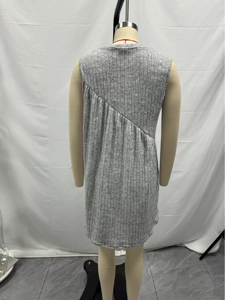 Bohemian Irregular Ribbed Sleeveless Solid Color Dress for Women - Spring/Summer 2025 Collection