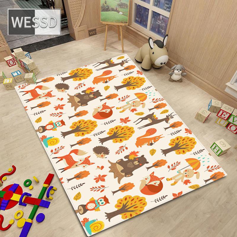 Teppich im nordischen Stil, Cartoon-Tier-Teppich für Schlafzimmer, Kawaii-Raumteppich, rutschfest