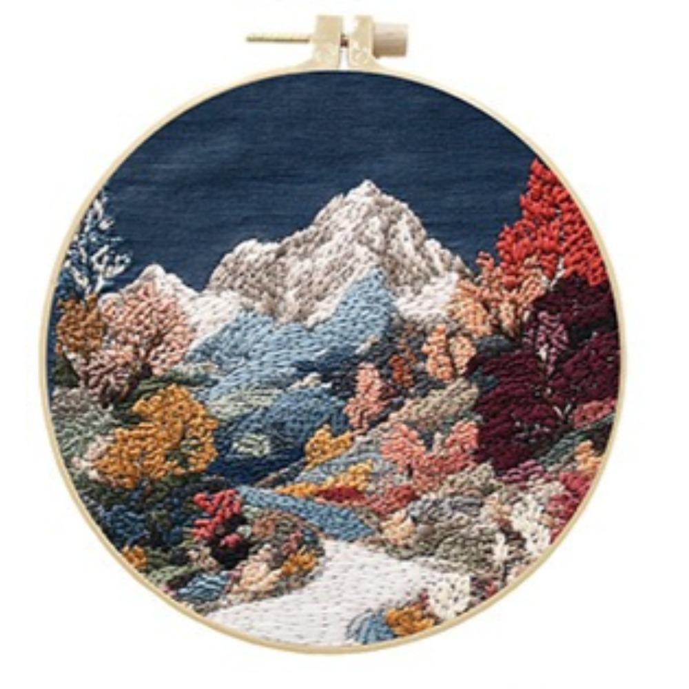 1set Riverside Cottage Landscape Series Hand Embroidery Material Set, Cross Stitch Beginner's Easy Tutorial and Tools, Craft Fabric Material Set