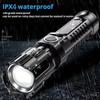 Powerful LED Flashlight Zoom ABS Torch Built-in Battery USB Rechargeable Waterproof Lamp Bright Lantern 3 Lighting Modes
