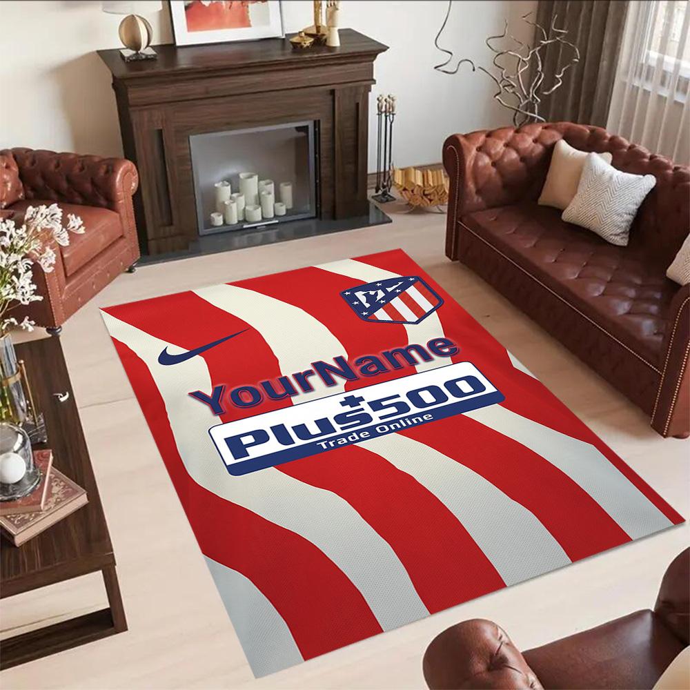 Atletico Madrid Customize Text Carpet Perfect for Outdoor Hallway Game Room Dormitory Anti-slip Rug Decorate Offices