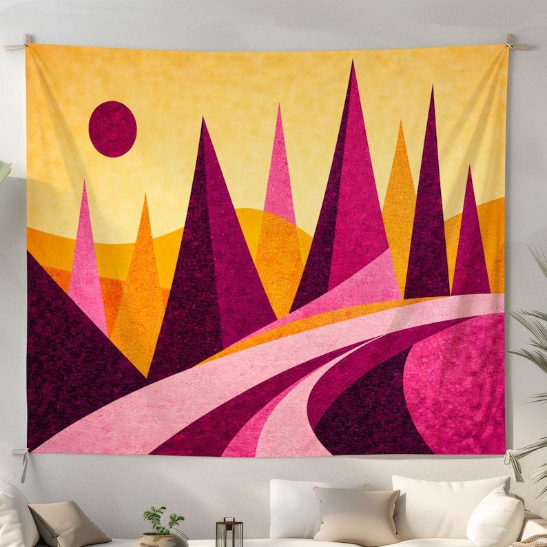 Abstract Geometric Mountains tapestry 75x100 чёрный