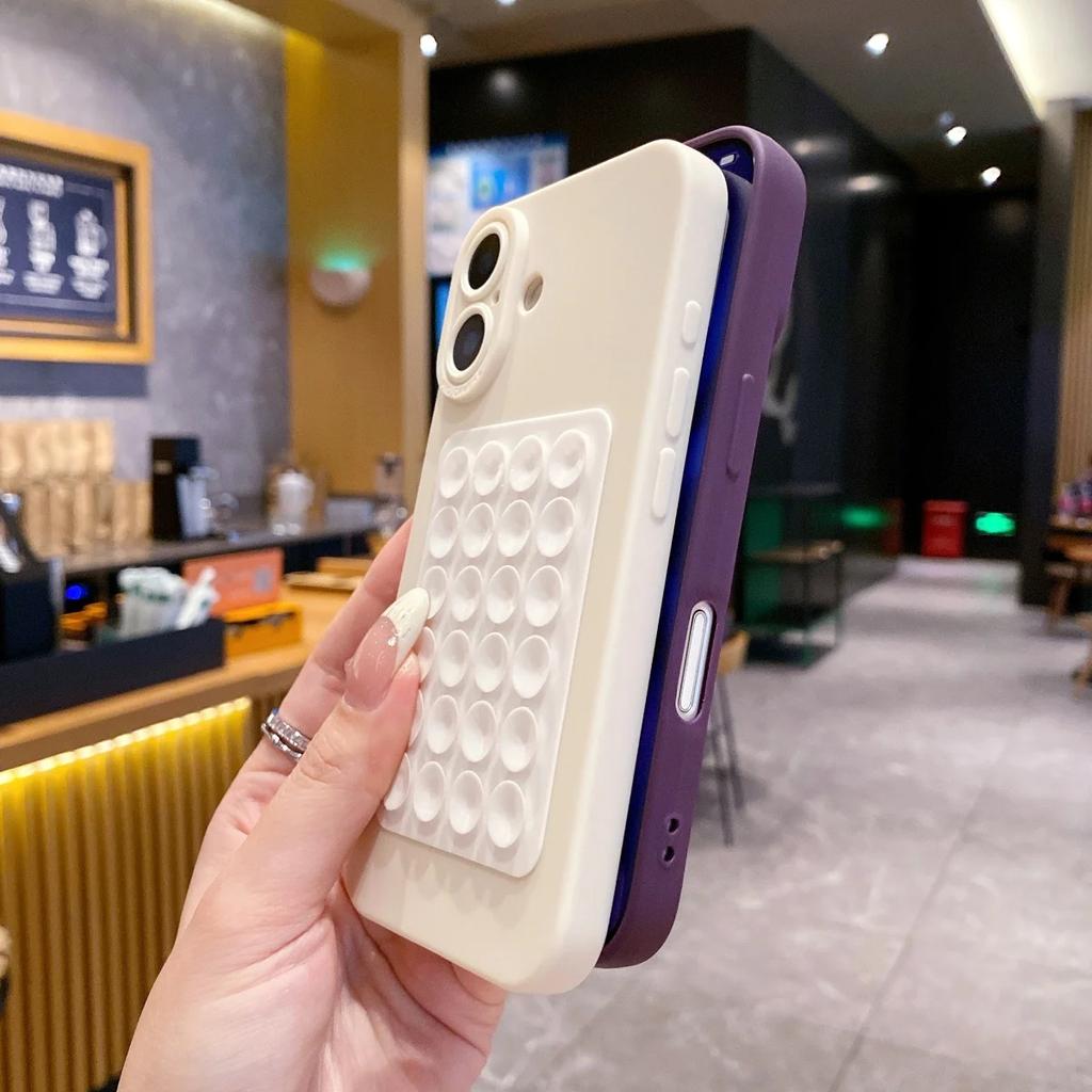 Cute Creative Suction Cup Soft Silicone Case For iPhone 17 Air 16 15 14 Plus 13 12 11 Pro Max Selfie Gadget Holder Funny Cover