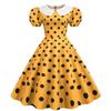 Source Doll collar bubble sleeves slim-fitting splicing polka dot pendulum dress, starting from one piece