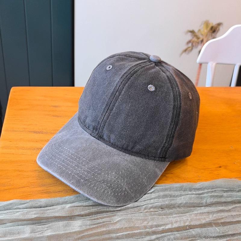 Retro Color-blocked Denim Brim Ponytail Baseball Cap Personality Curved Brim Sports Hip Hop Style Baseball Cap Adjustable