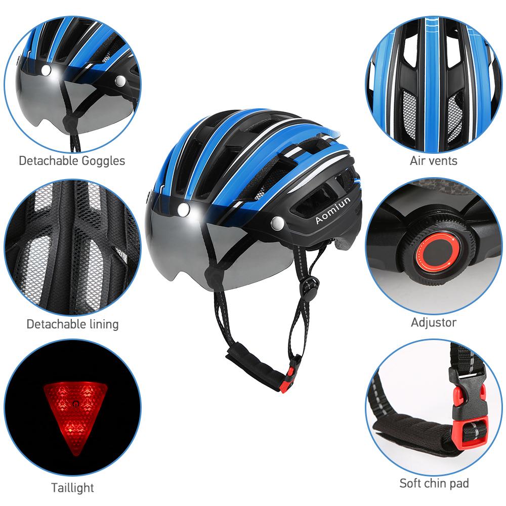 Kask rowerowy Aomiun Kask motocyklowy z podświetleniem Odpinany wizjer magnetyczny UV