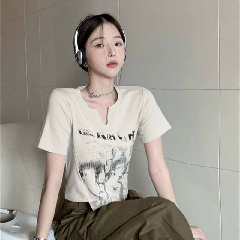 

Y2k футболка женская Harajuku корейский стиль тонкие сексуальные топы женские однотонные футболки уличная одежда весенние футболки M абрикосовый