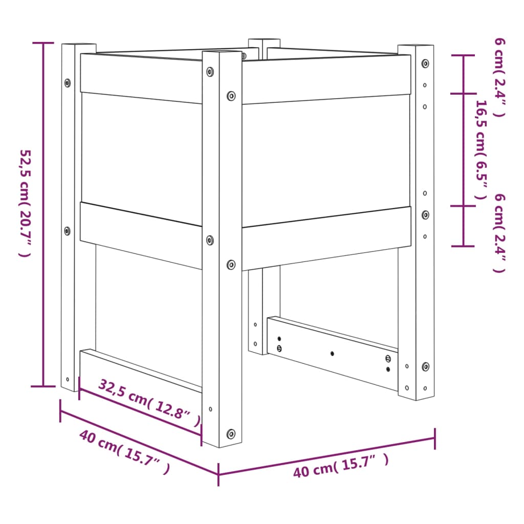 Vidaxl Donica, Czarny, 40X40X52,5 Cm, Lite Drewno Sosnowe